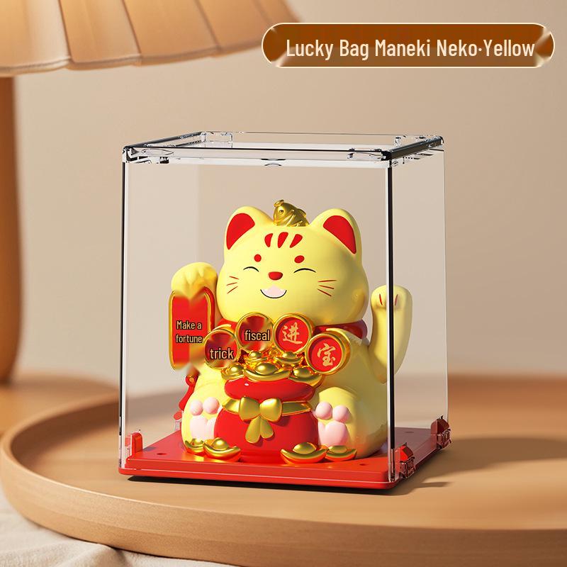 Solar Mini Waving Cat Model - Automatic Shaking Hand Ornament for Office, Desk, Car, or Gift