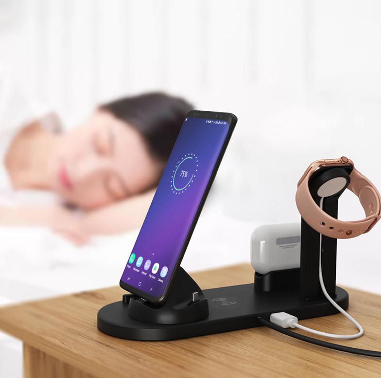 Portable 6-in-1 Magnetic /PD/QC3.0 Wireless Charging Station with Fast Charging ABS Material Eco-Friendly Fireproof Protection