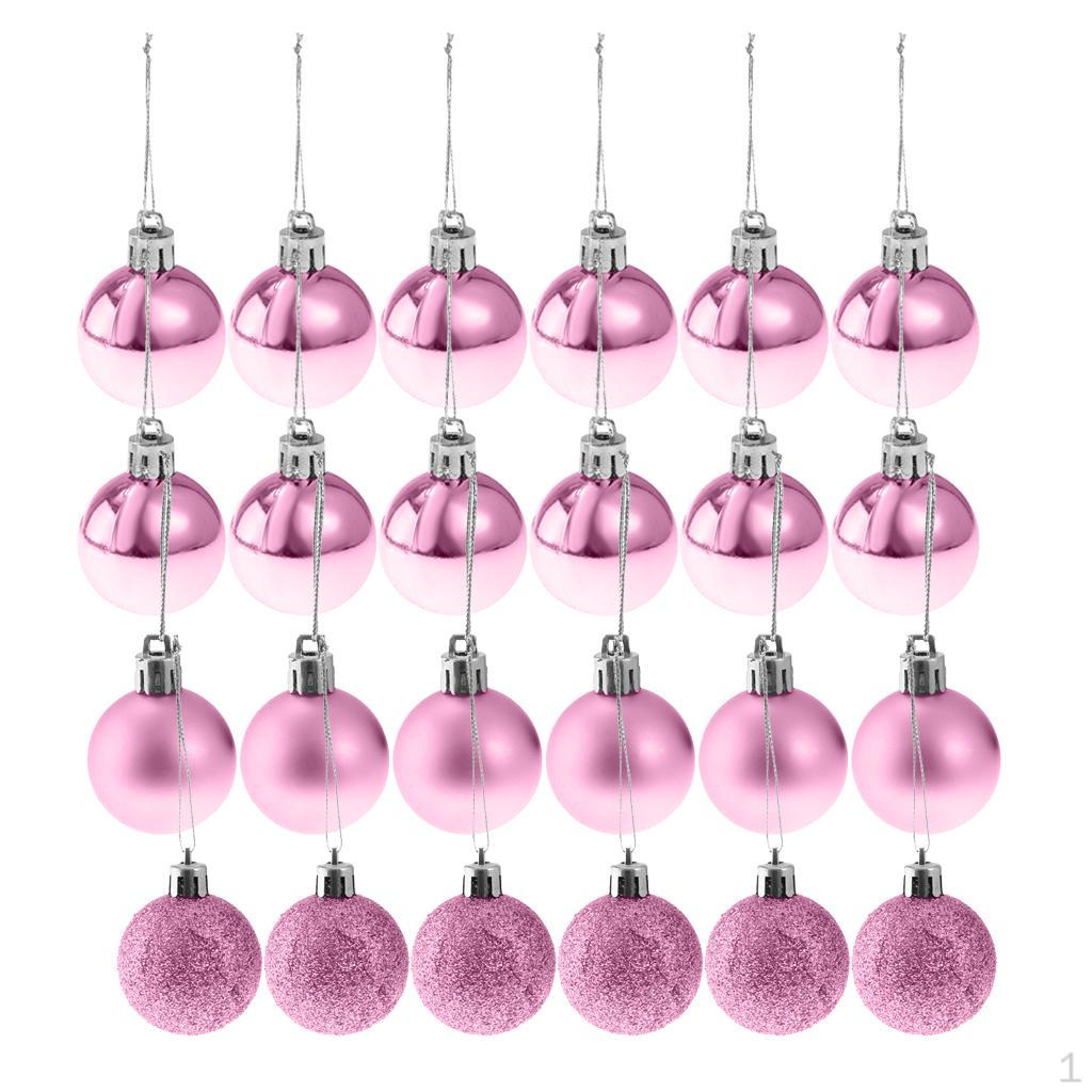 24 Pack Christmas Balls Ornaments Xmas Tree Baubles Shatterproof Decor 8cm розовый