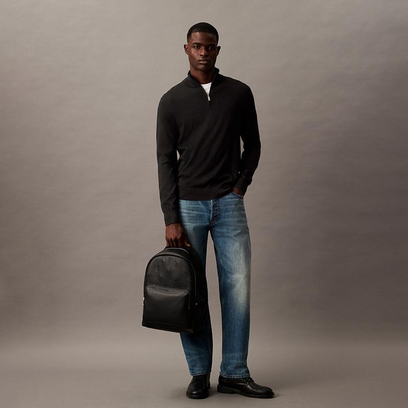 Calvin Klein Letter Embossed Casual Large Capacity Backpack Men Backpack Space-Black 4G3043G-UB1