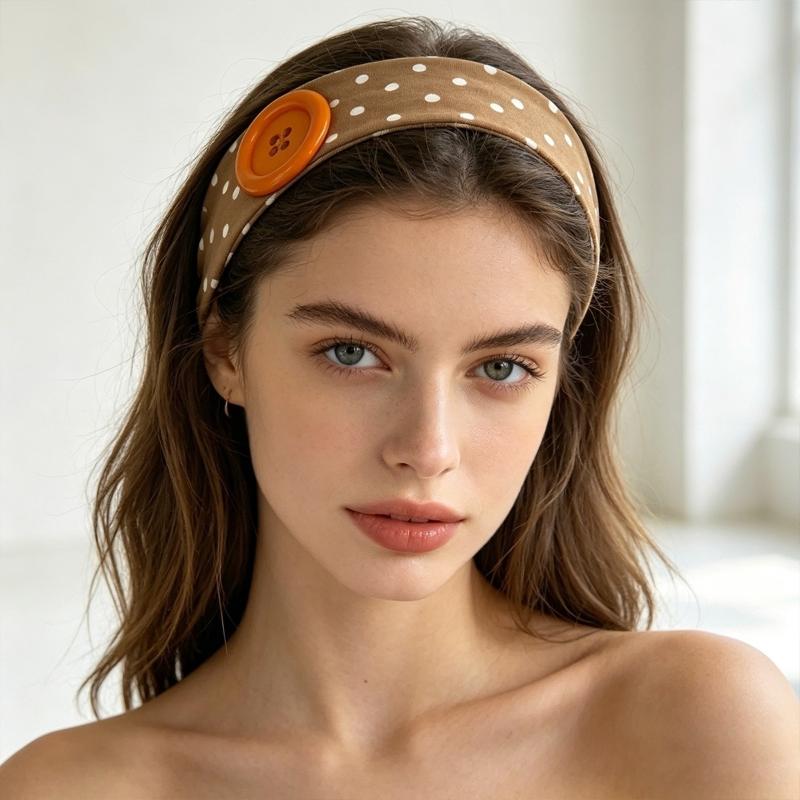 Summer Dopamine Large Button Wave Dot Headband Fashionable Ins Style Elastic Headband Colorful Hair Accessories For Women Girls
