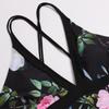 Floral Print One Piece Swimwear Deep V-Neck Women Swimsuit Cri-Cross Bathing Swimming Suit