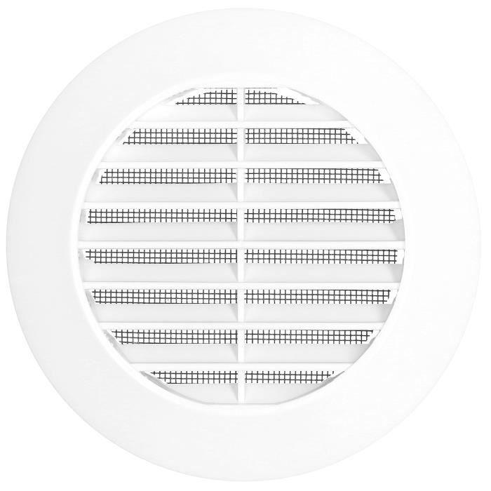Grille D'aération - KOTARBAU - Ronde - Diamètre 100 Mm - Plastique Blanc - Moustiquaire Intégrée