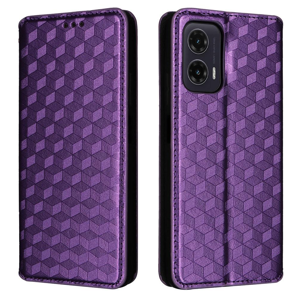 For Motorola Moto G35 5G Wallet Case Rhombus Imprinted Leather Phone Cover