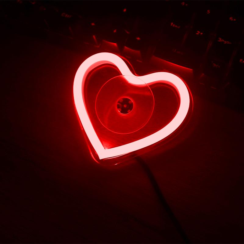 Car LED window lights interior decoration lights glowing heart atmosphere lights USB wiring car modification neon Car Decoration