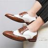 New Designer Men's Pointed Black With White Mixed Patchwork Dress Oxford Shoes Moccasins Wedding Prom Sapato Social Masculino