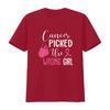 Womens Cancer Picked The Wrong Girl Breast Awareness Round Neck T Shirt Black vintage Washed Slightly fashion Casual
