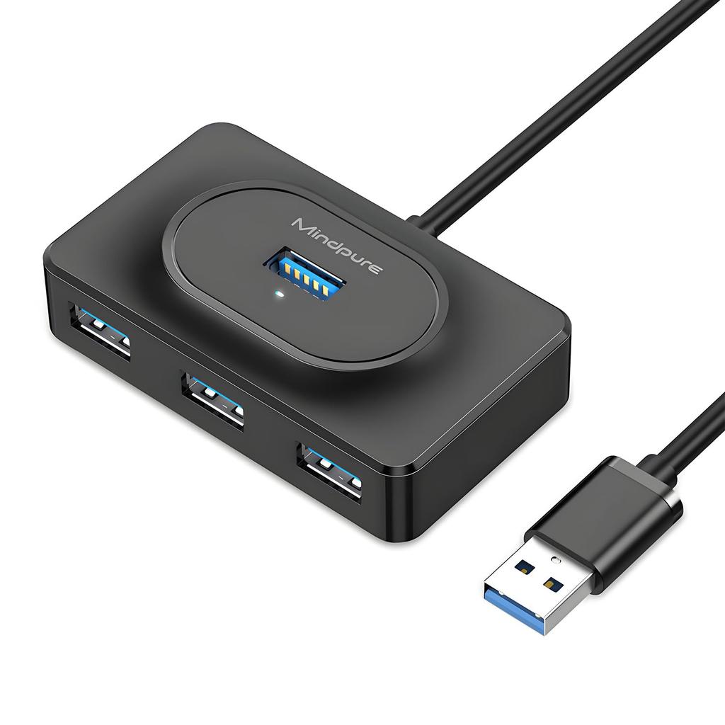Mindpure USB 30cm Simultaneous 5Gbps Data Power Compatible with Surface Mac and More 3.0 Hub, Cable, 4-Port Use, High-Speed Transfer, 4-in-1