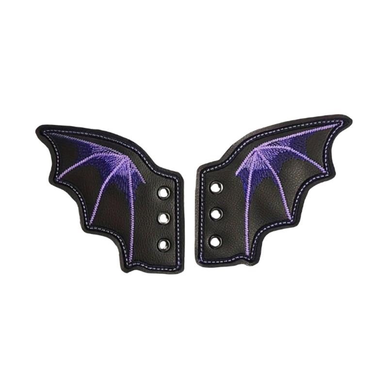 PU Leather Bat Wing Shoe Charm Halloween Footwear Decoration Accessories For Sneakers Boot Skateboard And Running Shoe