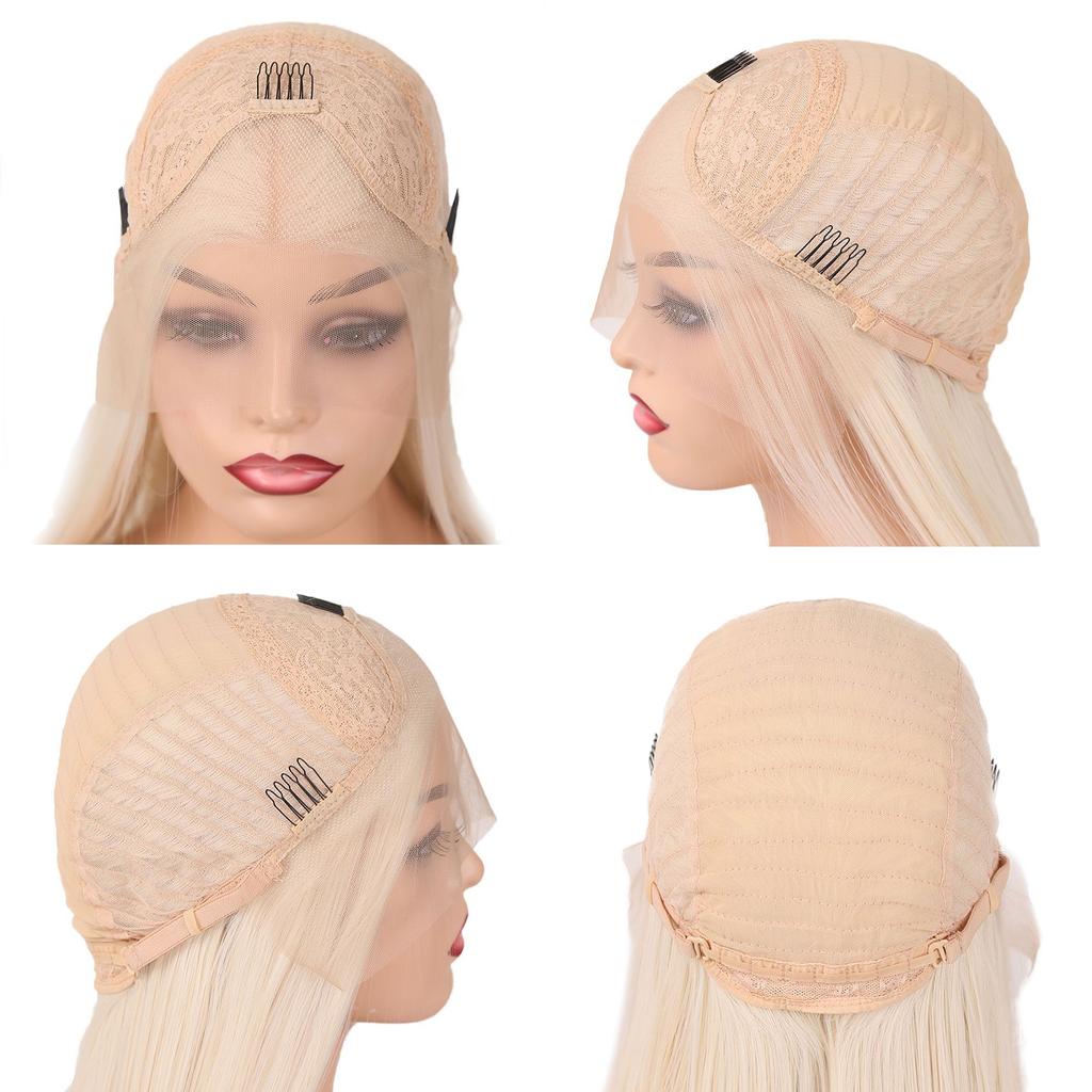 13x4 Ombre Pink Wig Layered Cut Silky Straight Synthetic Lace Front Wig for Women Heat Resistant Synthetic Hair Daily Use