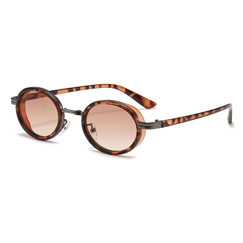 Punk Damen Ovale Sonnenbrille Weiblich Vintage Metallrahmen Kleine Brillen Shades UV400