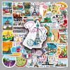 Pack of 50 French Landmark Stickers for Outdoor Decor, Refrigerator, or Diary Use