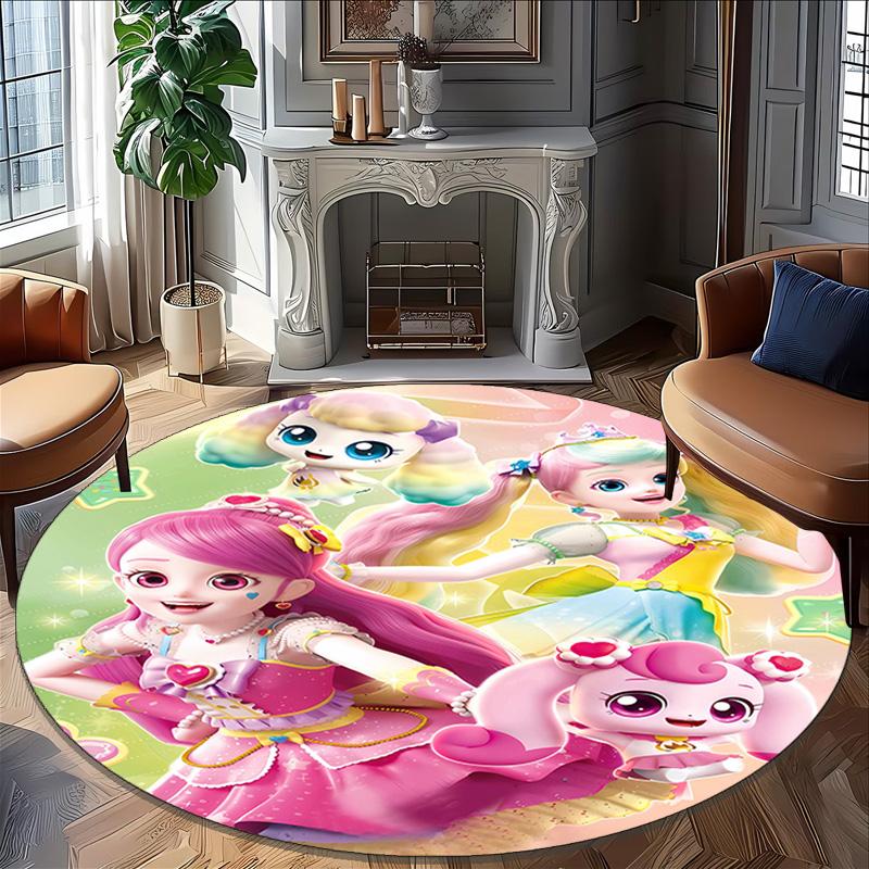 1pc Catch Teenieping Magic Sweethear (3) Print Round Carpet Chair Round Carpet Suitable for Bedroom Living Room Home Decorative Carpet