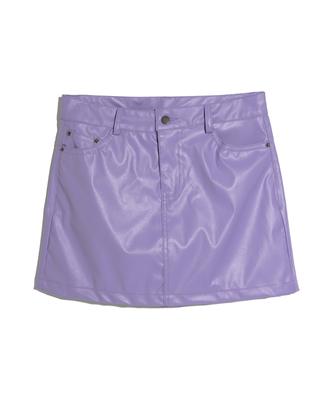 High School Disco Star Rivet Vegan Leather Skirt_Purple
