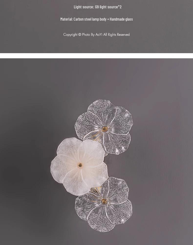 Elegante Fünfblättrige Kristallblumen-Wandleuchte für Schlafzimmer und Wohnzimmer