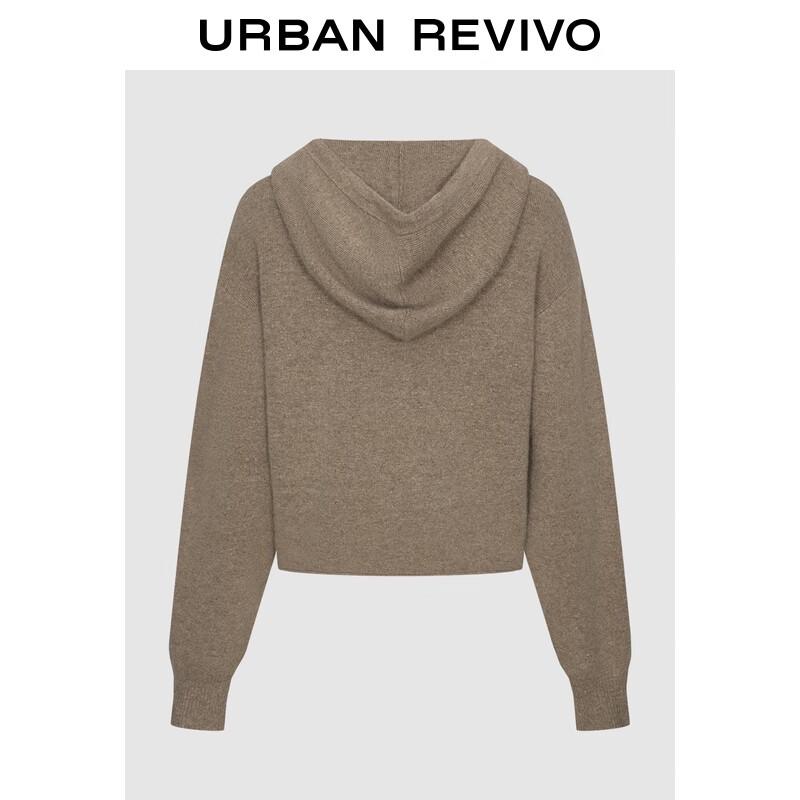 

Женский вязаный свитер с капюшоном и кулиской UR цвета янтаря