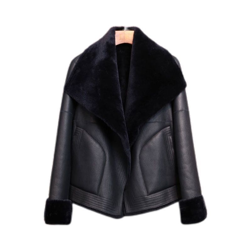 

Женская кожаная куртка большого размера, толстое теплое кожаное пальто с флисовой подкладкой, мотоциклетная кожаная куртка 5XL чёрный