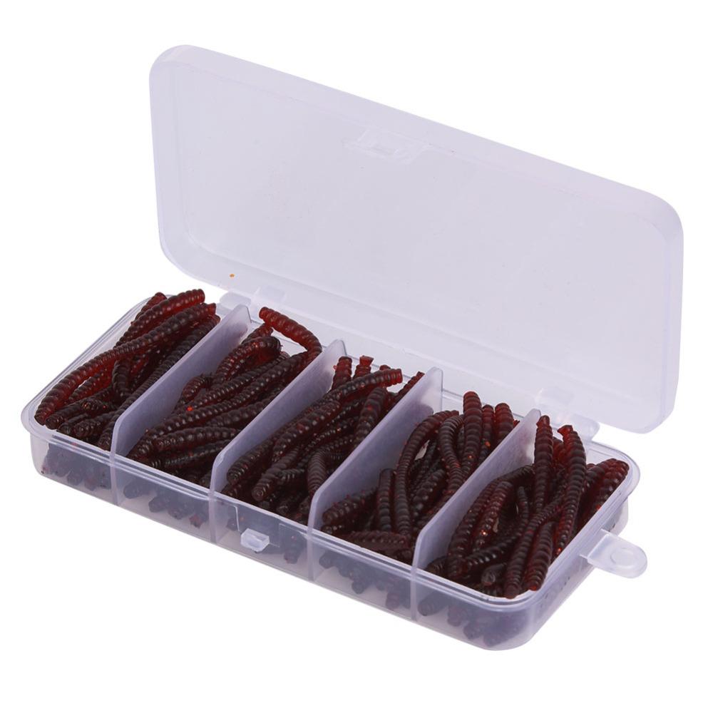 100PCS Silicone Artificial Worm Lures 6cm Length Fishing Lures River Fishing