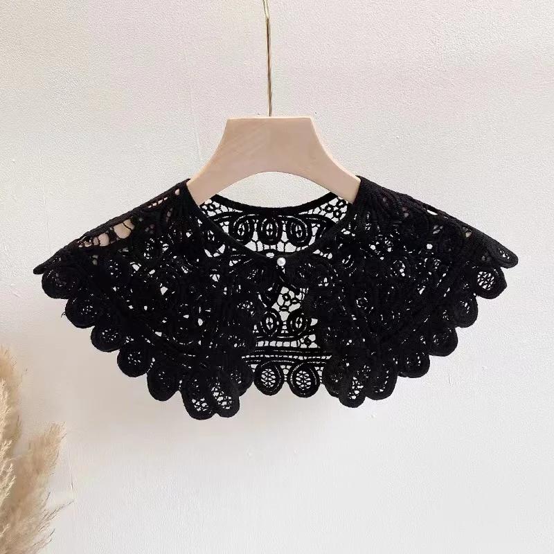Hollow Crochet Lace Detachable Collar Shawl O-Neck Doll False Collar Shirt Women Hollow Crochet Lace Detachable Collar