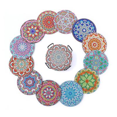 Diamond Art Coaster Bead Diamond Art DIY Diamond 5D Diamond Painting Kit with Coaster Craft Popular for and Handmade Art Craft Supplies B