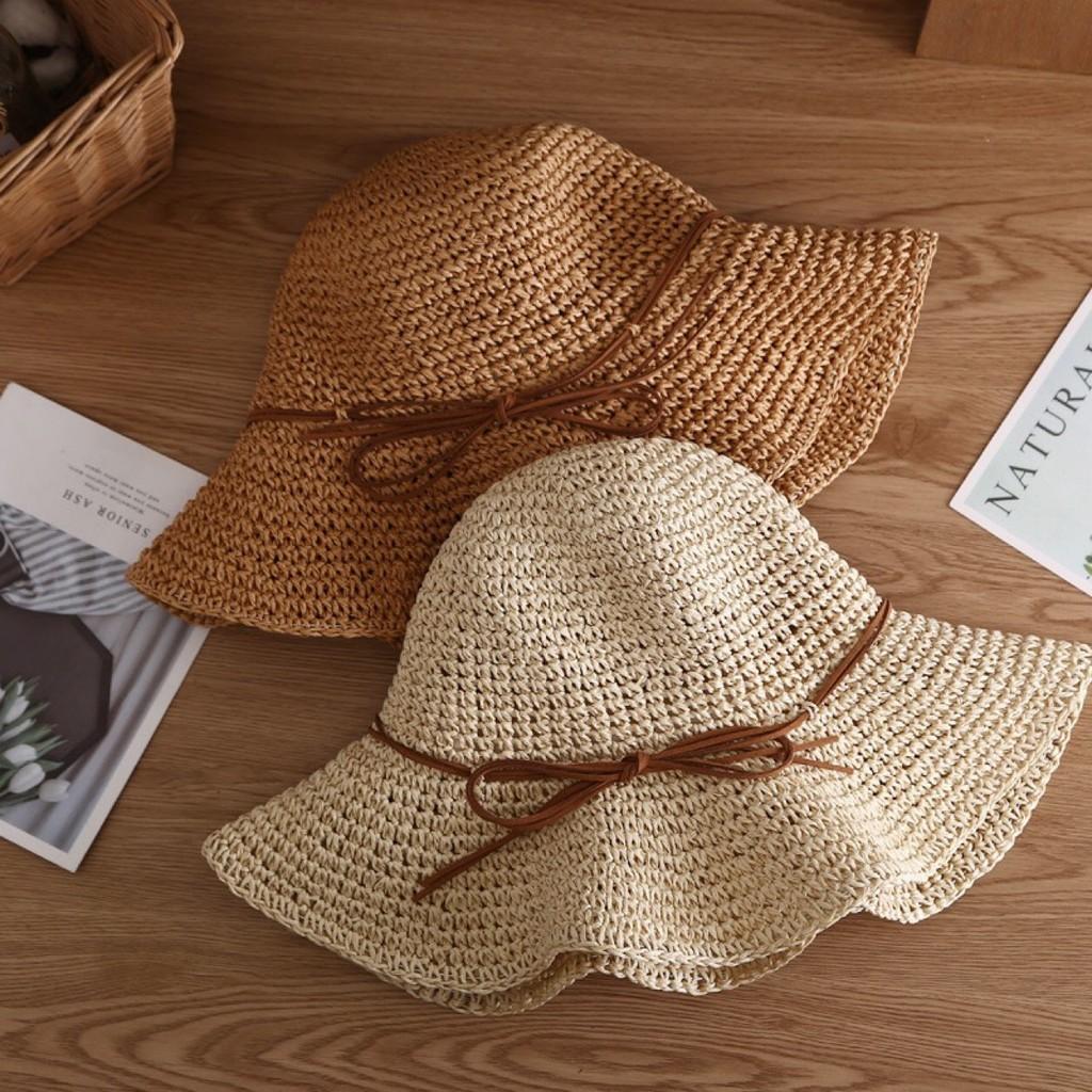 Flat Brim Straw Hat With Butterfly Bow For Sun Protection And Beach Outings