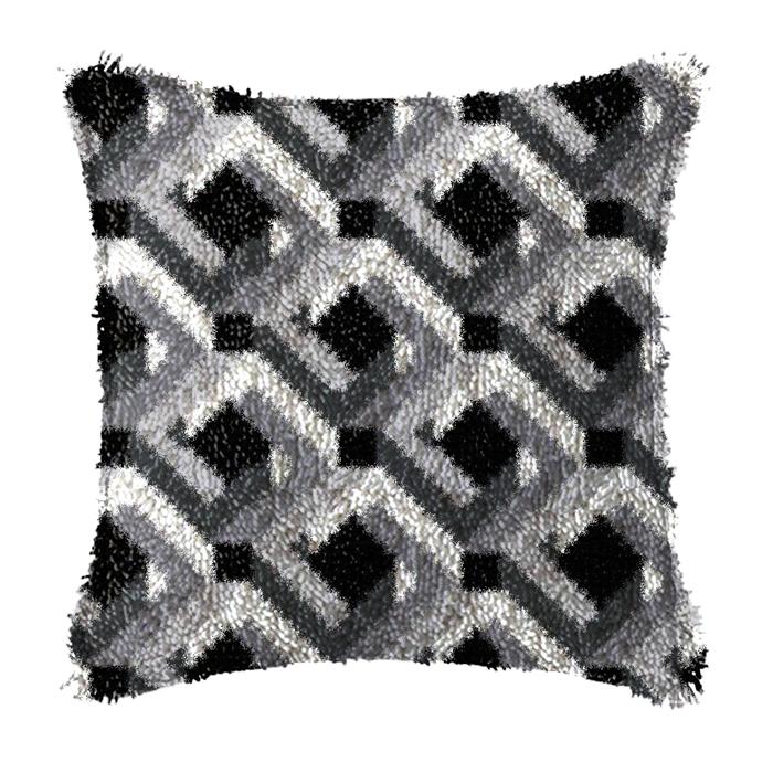 Geometric Abstract Latch Hook Pillow & Rug Kit DIY Section Embroidery for Home Decor, Modern Gift