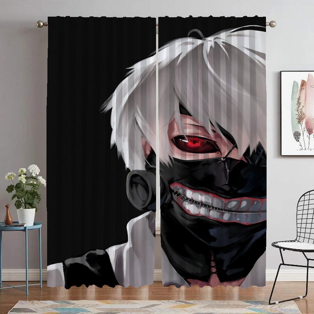 Tokyo Ghoul Elegant Room Curtains 2 Pieces Curtains for Bedroom Window Curtain Partition Halloween Decoration Shades Living Home