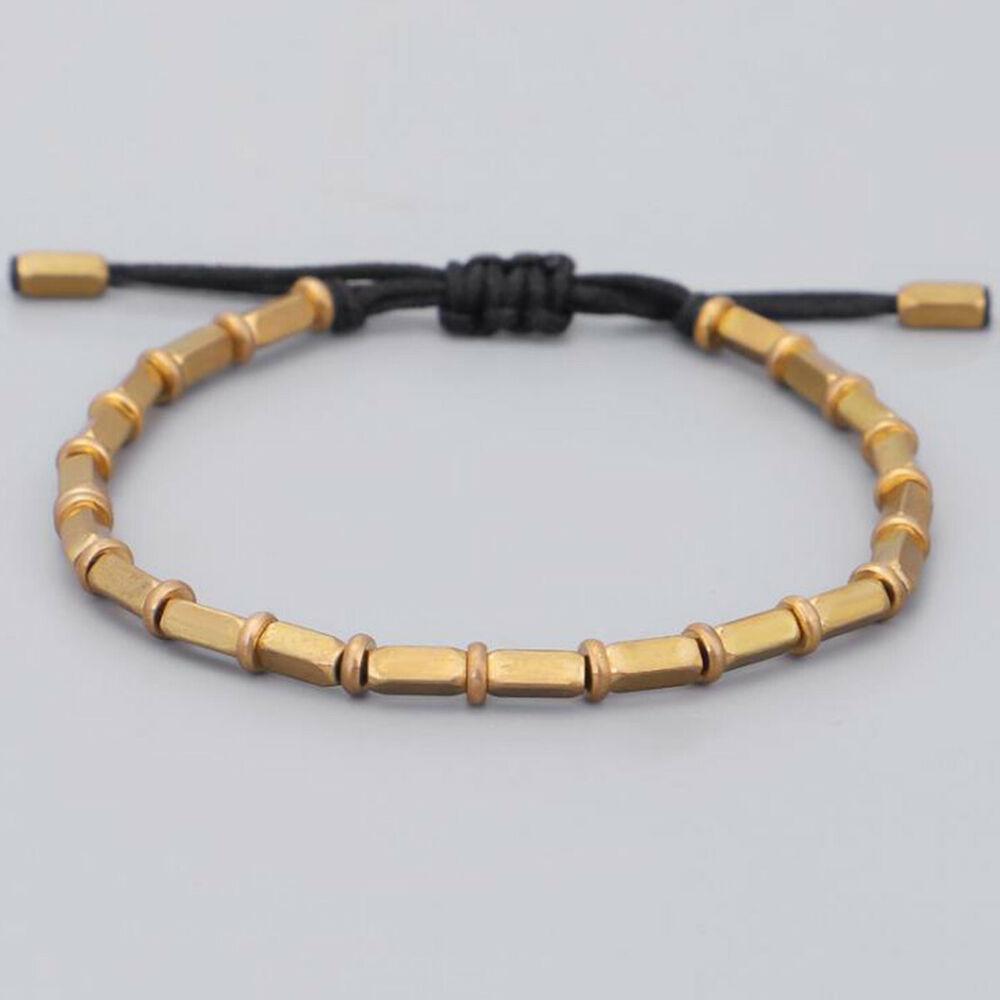 Tibetan Buddhist Handmade Braided Long Copper Beads Lucky Rope Bracelet Bangles