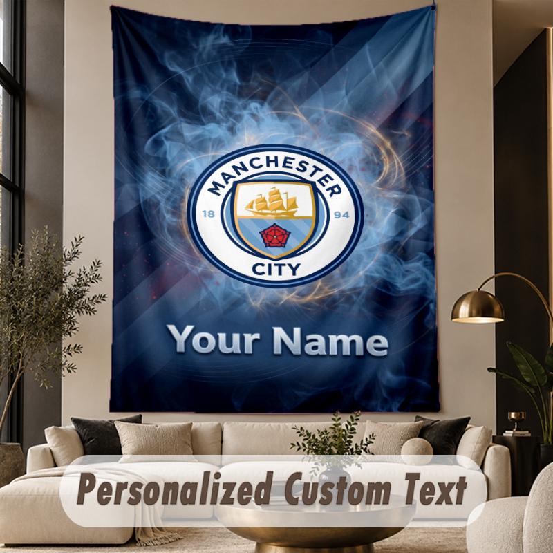 Custom Text Tapestry Manchester City Print Wall Tapestry Indoor Living Room Wall Decor