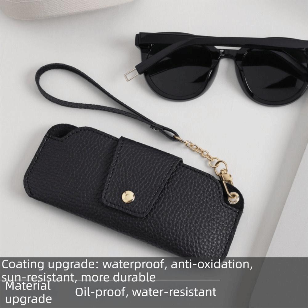 Portable Glasses Storage Bag With Lanyard Sunglasses Eyeglass Bag Pu Leather Glasses Bag  Female