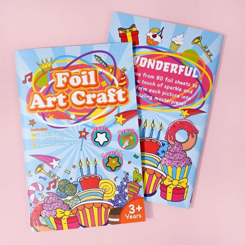 Birthday Theme Coloring Book Painting Book Foil Art Craft Set Graffiti Picture Drawing Book for Creative Painting