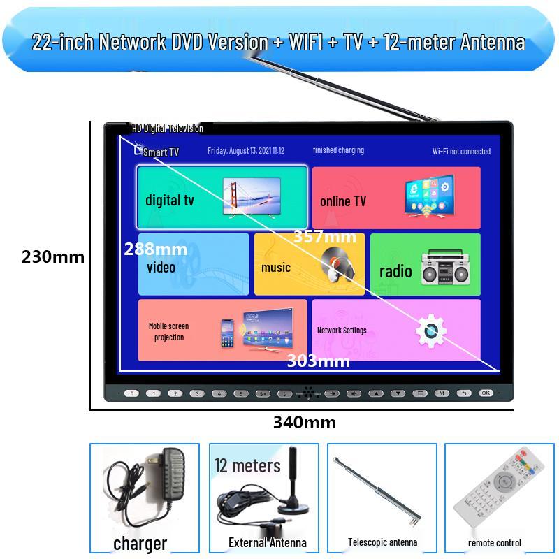 Compact Wireless Digital TV with WiFi and Terrestrial Signal for Seniors - Perfect for Watching Shows, Singing, and Square Dancing