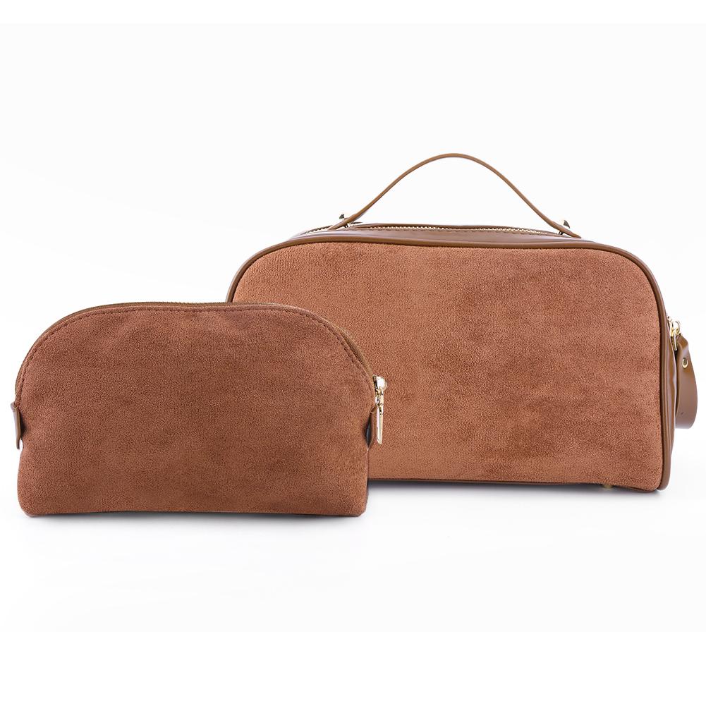 

Women PU Makeup Bag Travel Toiletry Bag Large Capacity Makeup Organizer Bag Dual Zipper Portable Cosmetic Bag Simple Make Up Bag