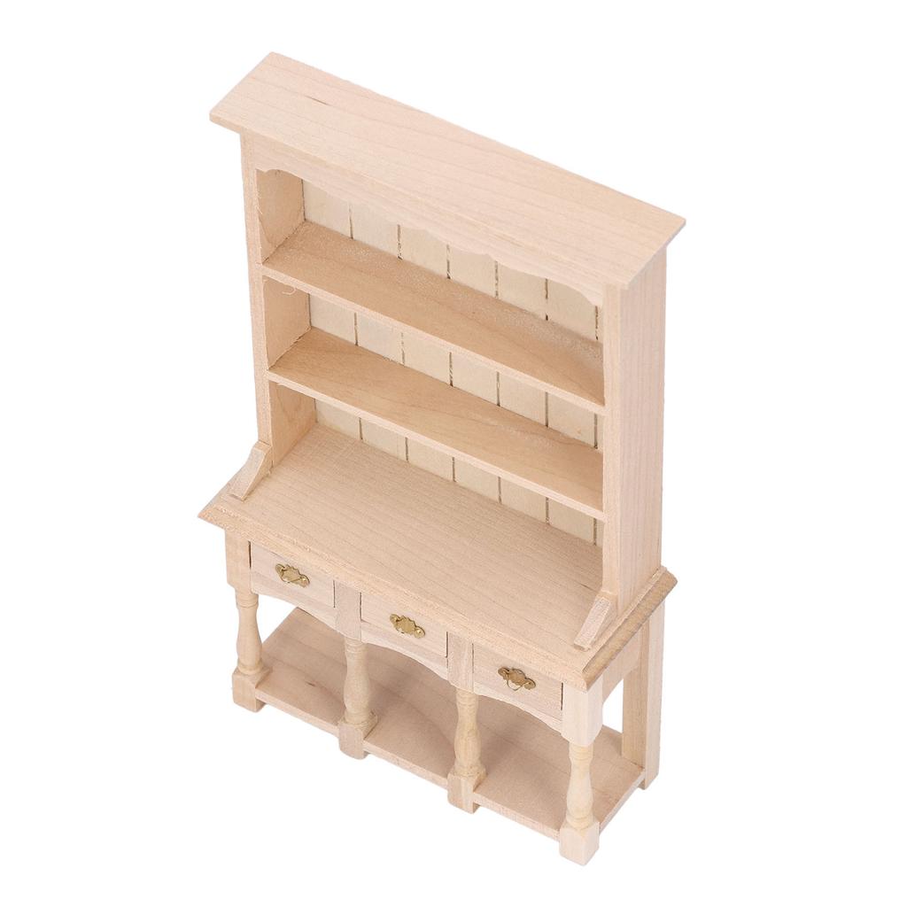 Dollhouse Bookshelf 1 12 Scale 3 Layer Drawer Design Classic Pure Colors DIY Coloring Miniature Bookcase for Gift
