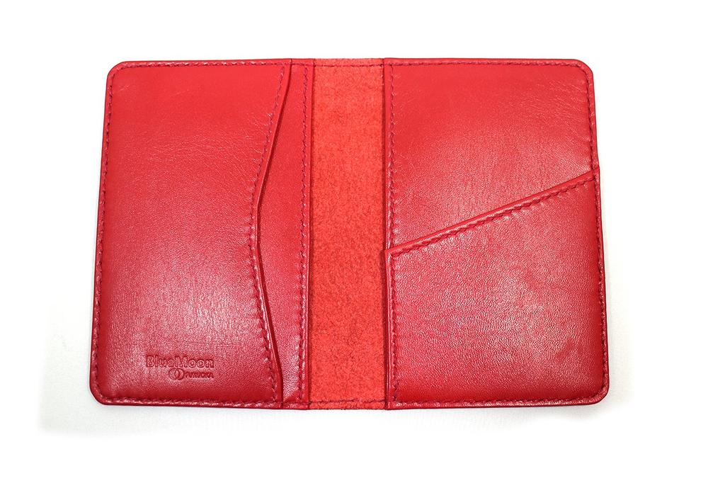 by Genuine Leather Passport Case Book Cover [BlueMoon CP] (Red)