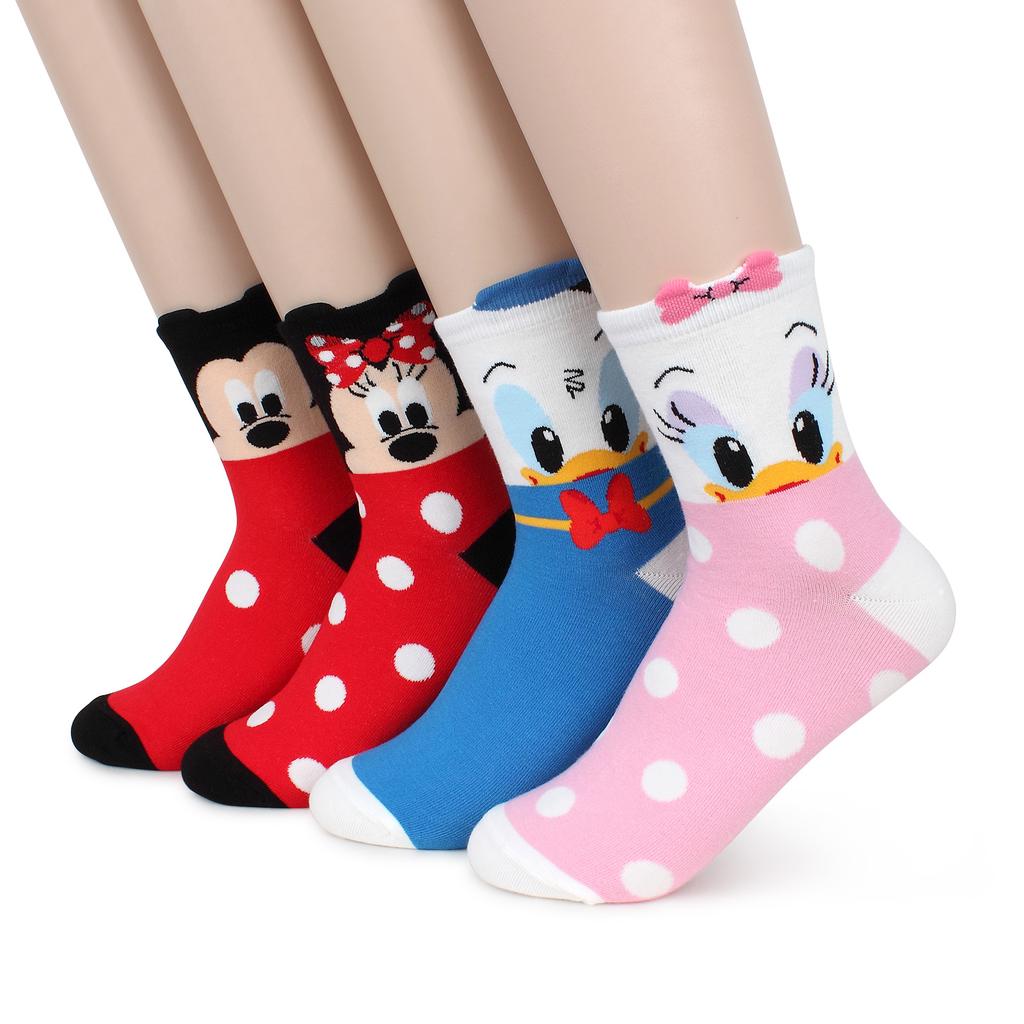 (4 Pairs) Disney Licensed Women Socks Boys Girls Mickey Donald AP14