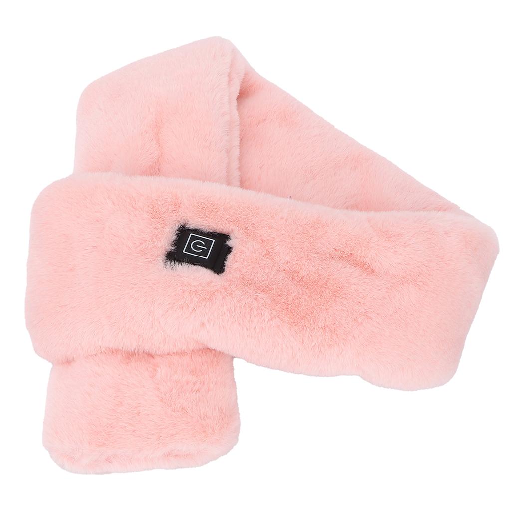 USB Beheizter Schal Verstellbarer Nackenwärmer Abnehmbarer Plüsch Wärmender Nackenumschlag SchalRosa