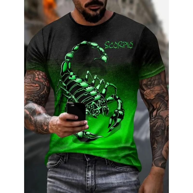 Pánské tričko s potiskem štíra Letní ležérní pouliční styl O-výstřih Krátký rukáv Trička Topy Grafická trička Módní pánské oblečení