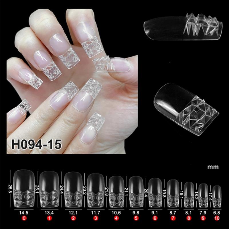 Crystal Square Nails Half Cover Soft False Nails Nail Tips for Nail Extensions 3D Aartificial Nail Tips Easy to Use