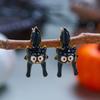 Novelty Halloween Earrings in Stud Style, Glossy Enamel Look with Gold-Tone Trim, Alloy Pair for Costume Styling