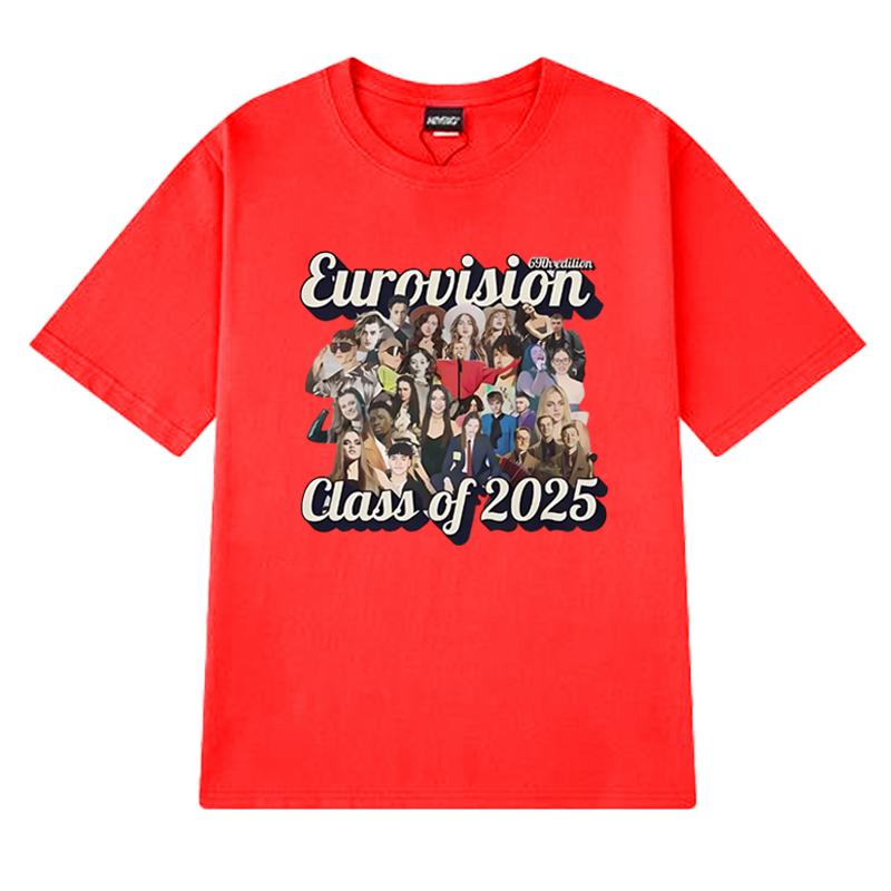 Hot Sale Eurovision Song Contest Class of 2025 Unisex Short Sleeve T Shirts Men Women Cotton Short Sleeve T-shirt Cotton Tops