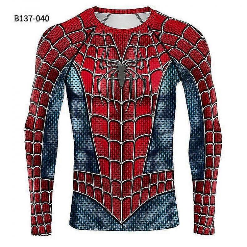 Spider Man Herrars Åtsittande Sporttränings T-shirt Lång Kort Ärm