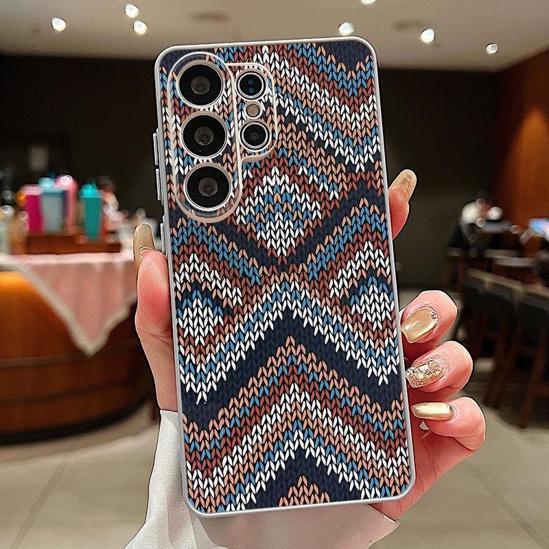 Custodia Geometrica con Texture in Tessuto per Samsung S26 Edge S25 FE S24 Plus S23 S22 Ultra A15 A16 A17 A35 A36 A37 A54 A55 A56 A57 5G Cover Ibrida Magnetica Opaca