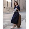 Demana Cloud Cotton V-Neck Belted Denim Dress