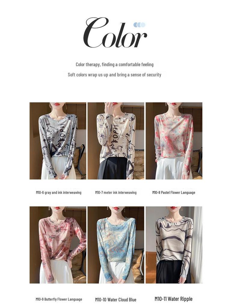 2025 Frühling/Sommer Retro Wasserlöslicher Batik Rundhals Damen Weiches Dünnes T-Shirt