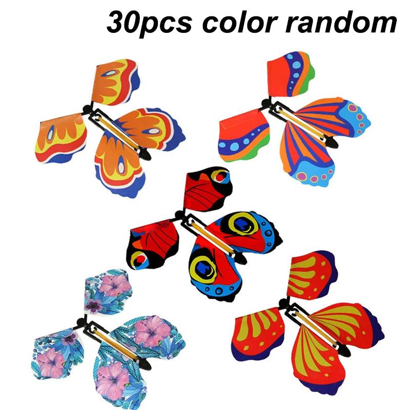 1-30PCS Random Magic Flying Butterfly In The Book Rubber Band Wind Up Toy Internet Celebrity Butterfly Simulation Party Gift