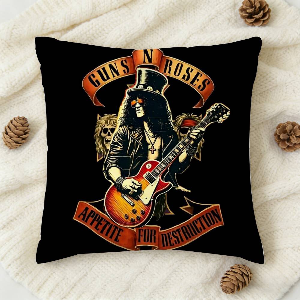 Gnr Band Guns N Roses Double-Sided Printed Square Decorative Cushion Cover For Sofa Living Room Home Decor