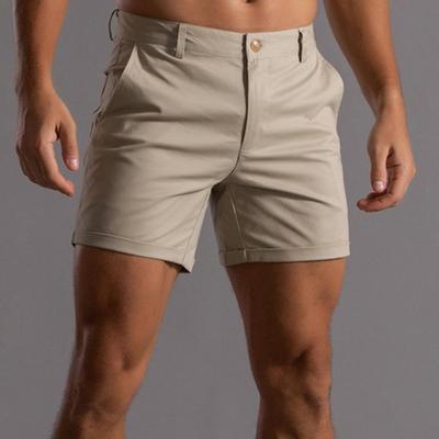 Pantaloncini Cargo Estivi da Uomo a Vita Media con Bottoni e Cerniera, Tasche, Tinta Unita, Gamba Dritta, Pantaloncini Casual Streetwear