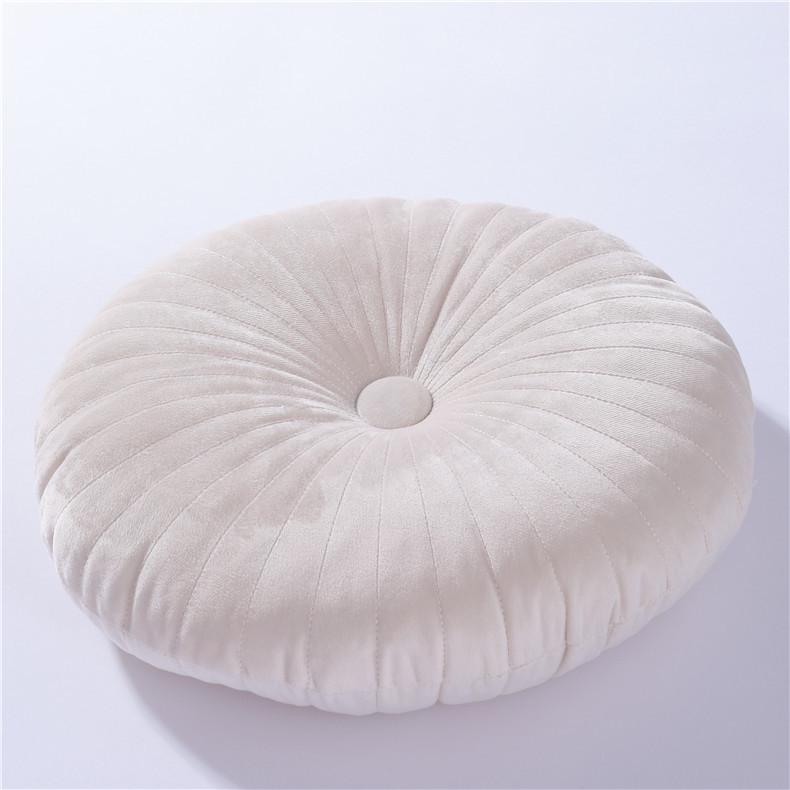 Nordic Quilted Pumpkin Throw Pillow - Solid Color Round Cushion for Living Room & Bay Window