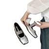 Flat-bottomed French square head small silver single shoes women's shoes 2025 new spring satin ballet gentle